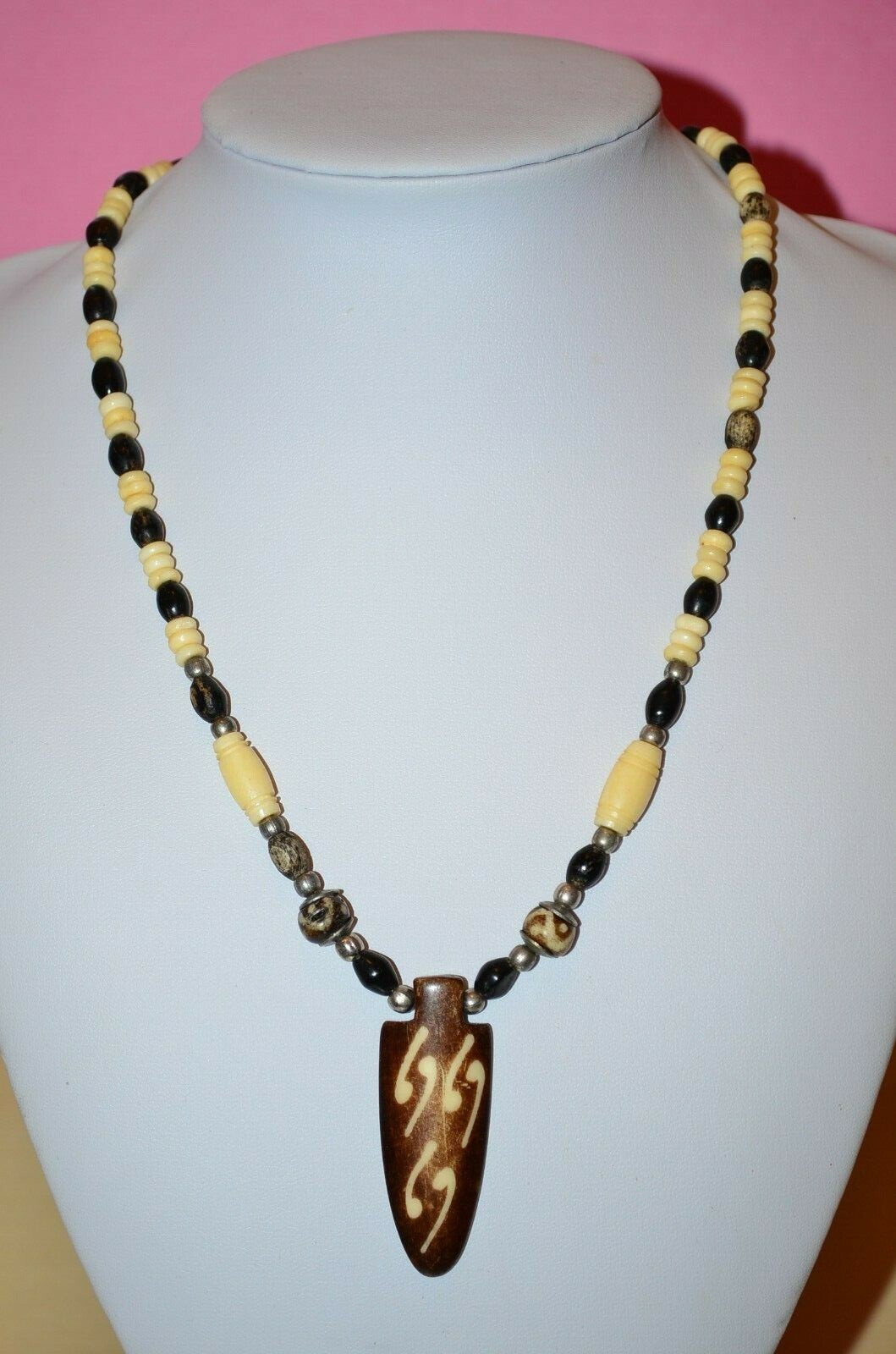 Ethnic Beaded Statement Necklace Fashion Chic Unique Tribal BoHo Brown Jewelry