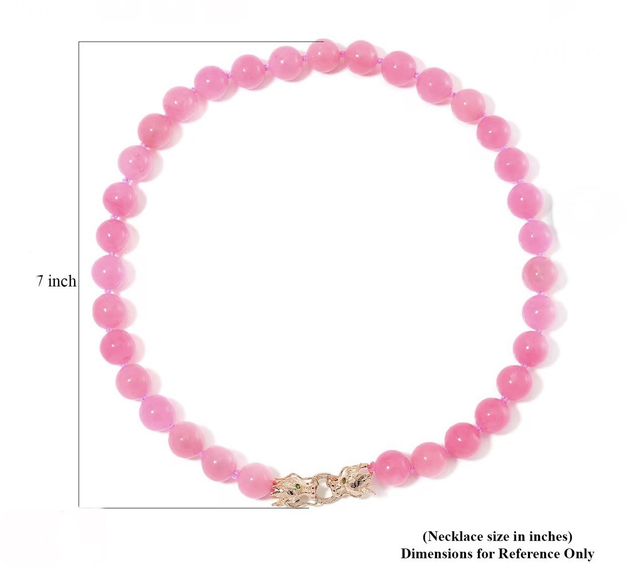 LAVISH GENUINE PINK JADE NECKLACE WITH DRAGON CLASP 18k ROSE GOLD & 925 SILVER