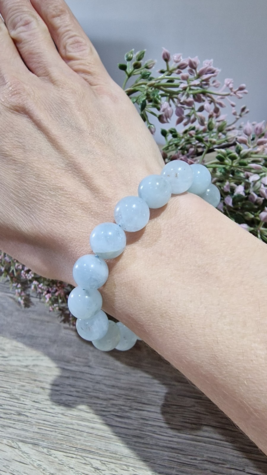 Aquamarine Crystal Beads Bracelet Elasticated 11.7mm
