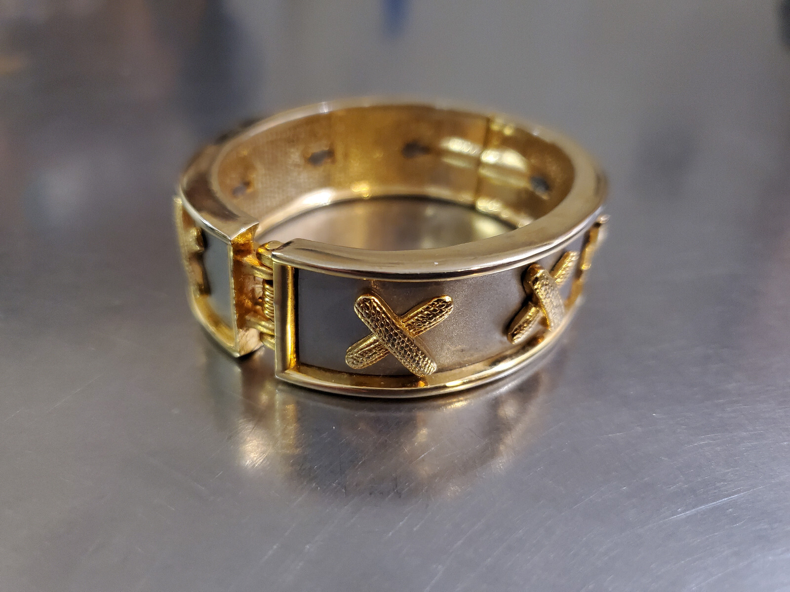Women’s Cuff Fashion Bracelet Silver & Gold Tone Approximately 6.5 in