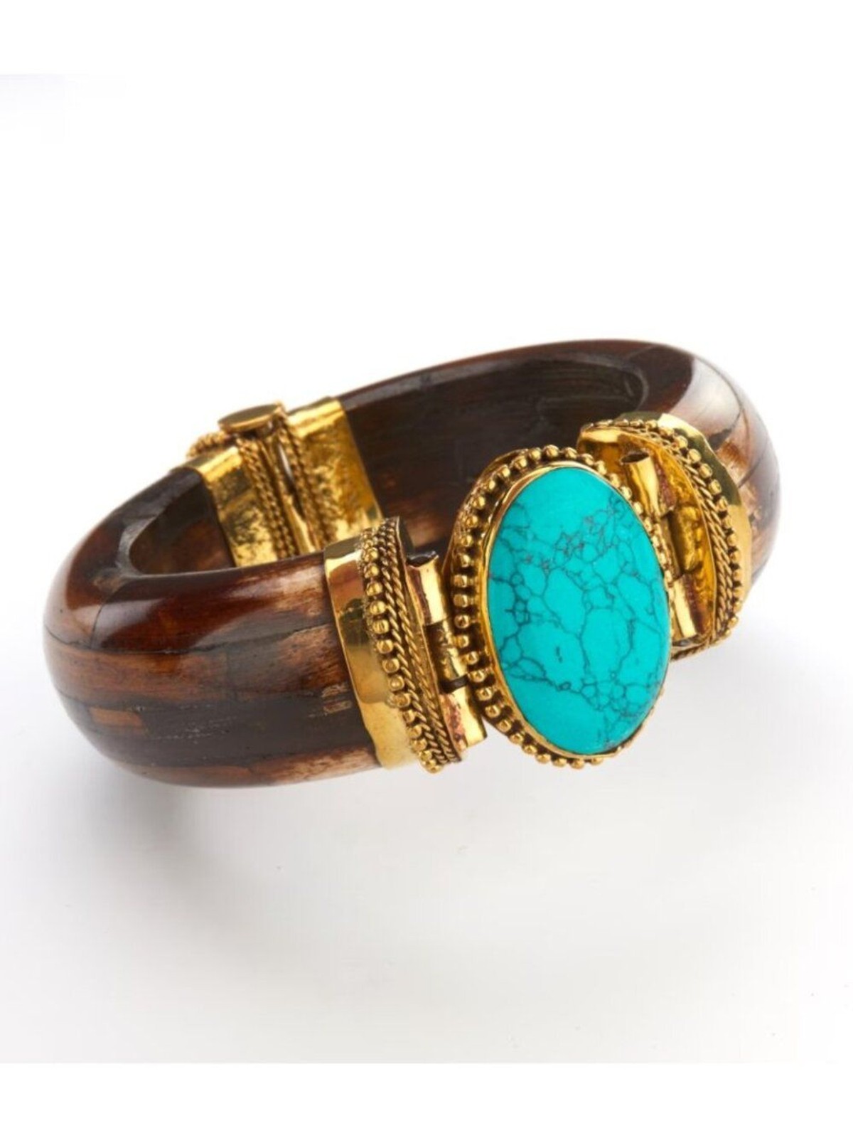 Designer Handmade Turquoise Buffalo Bone Bracelet Boho Statement Cuff NWT