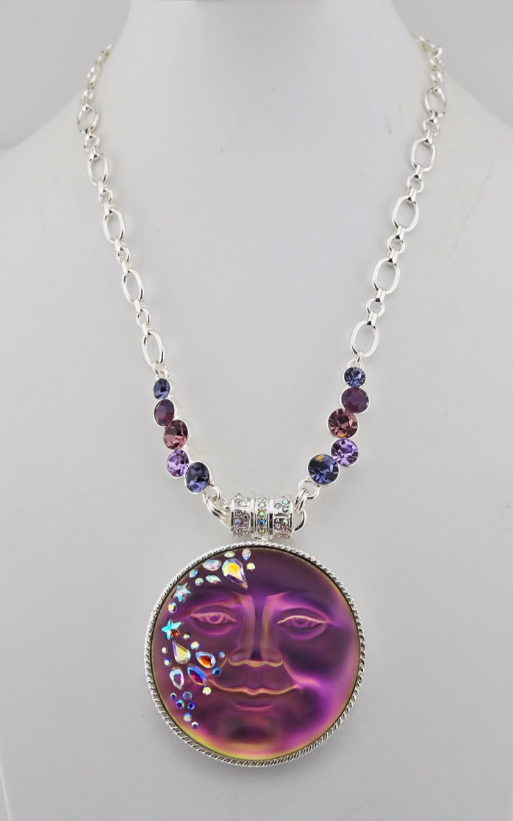Kirks Folly Mystic Fairy Seaview Moon 50mm Enhancer Crystal Necklace ST #84