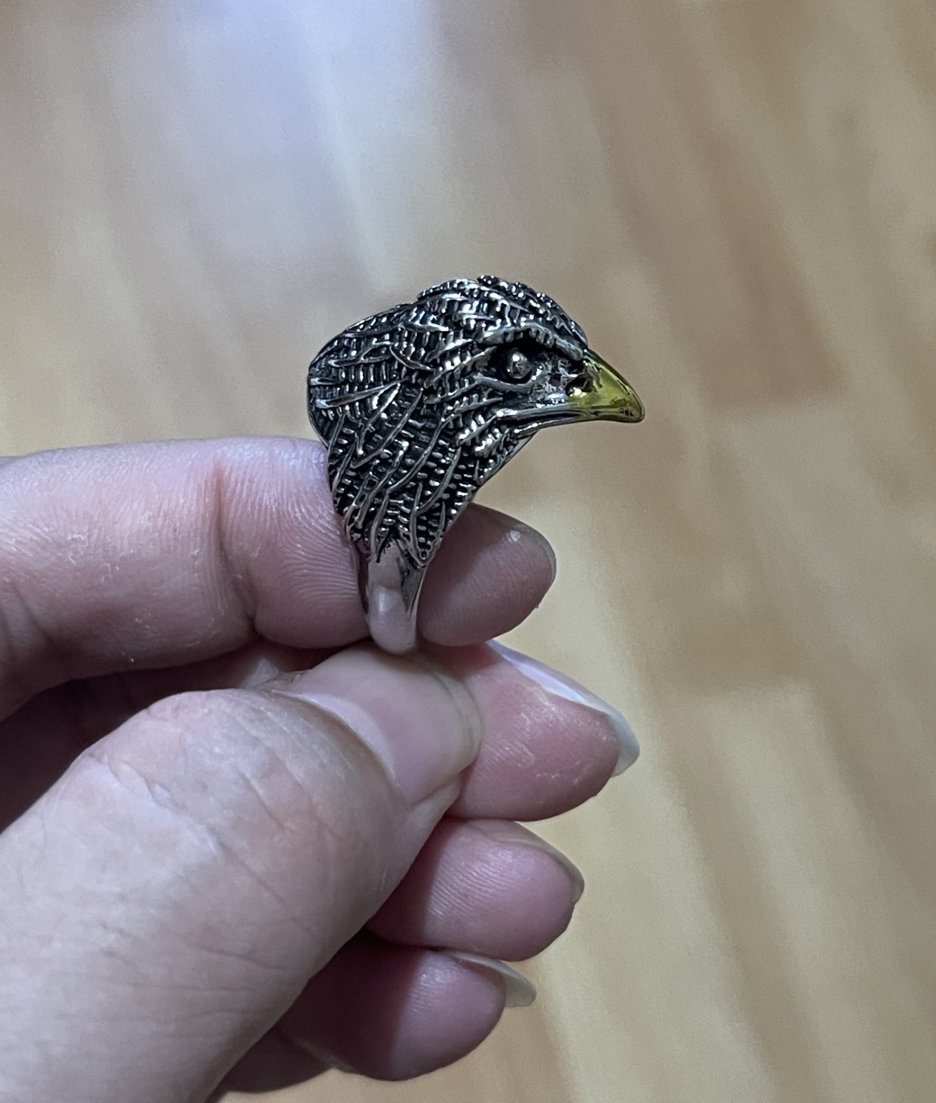 Vintage Eagle Head Adjustable Ring, 925 Silver Jewelry Gift for Men & Women