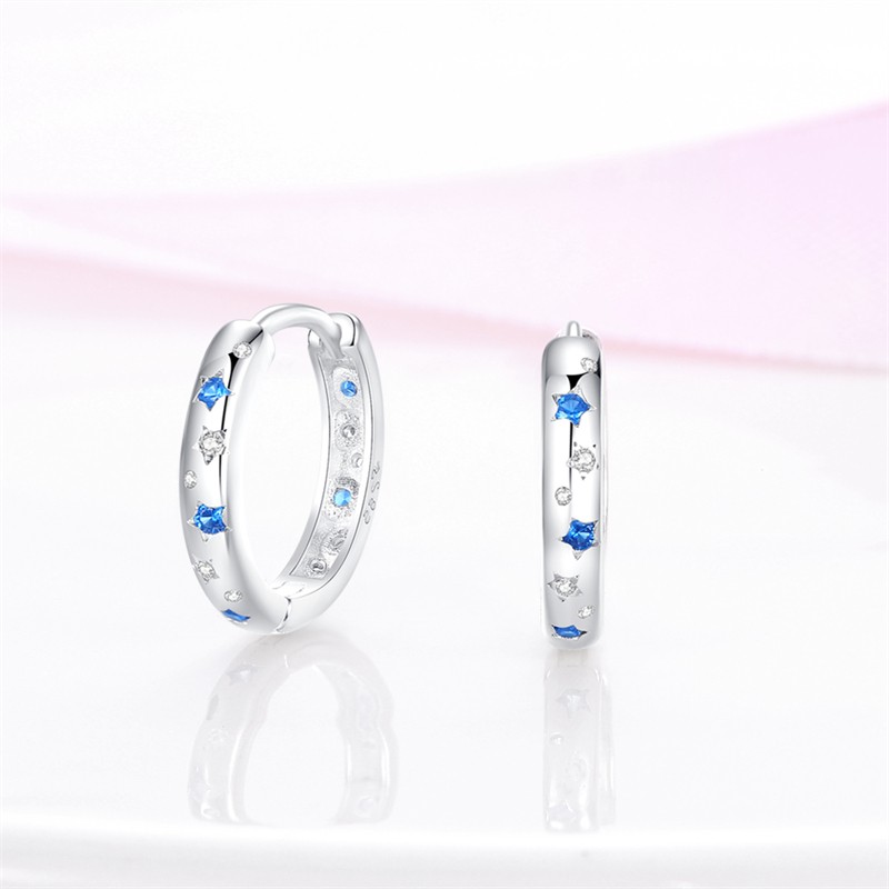PANDACH 925 Sterling Silver Gold Star & Moon Tiny Huggie Hoop Earrings For Women