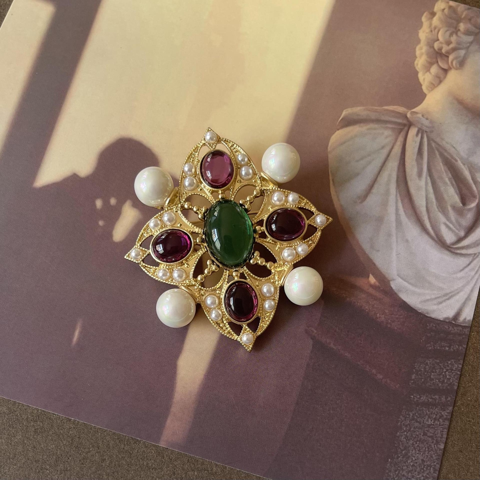 Vintage Floral Cross Sunflower Brooch – Alloy Imitation Pearl Accessory Pin