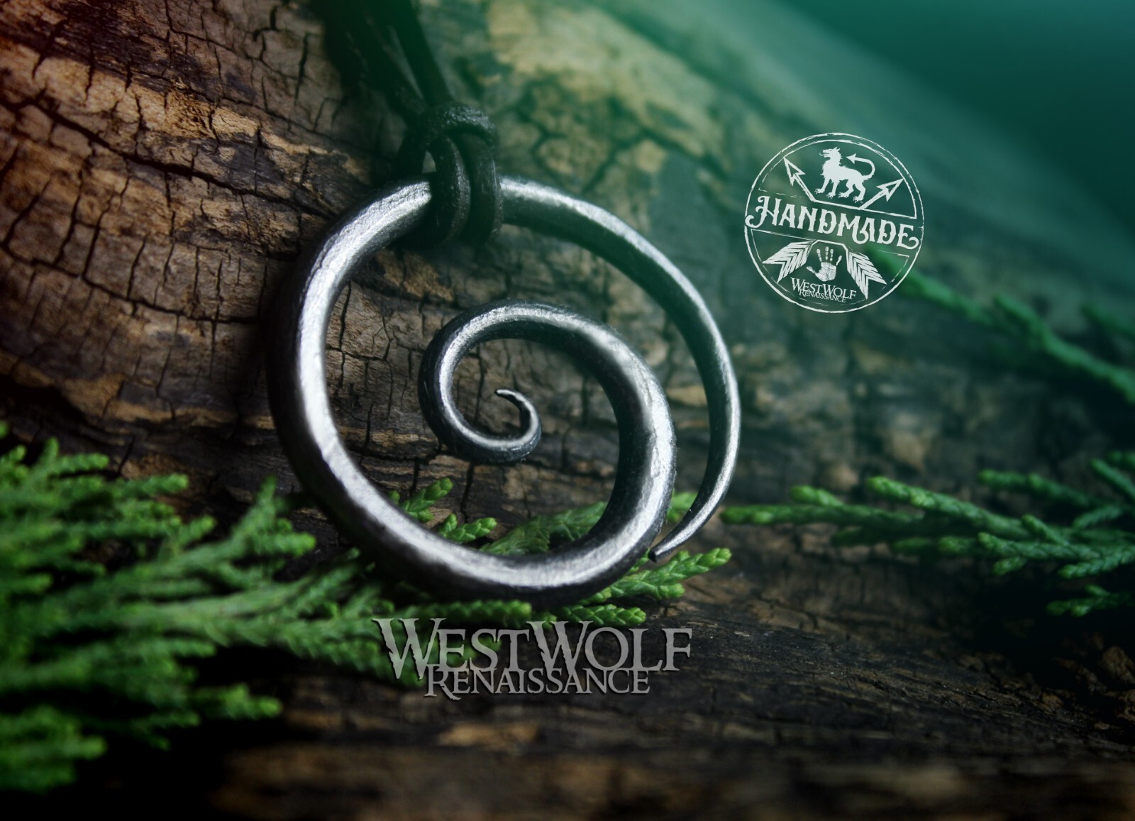Celtic Spiral Pendant – Hand-Forged Iron – Viking/Norse/Medieval/Adjustable Cord