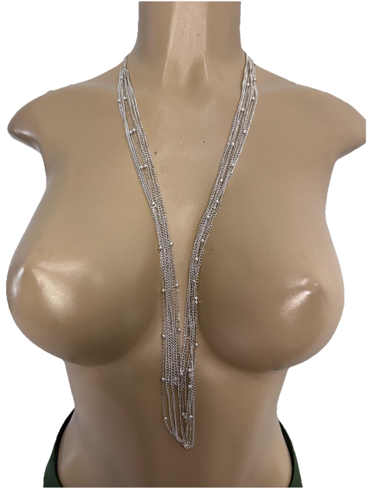 Silver multi row 6 strand necklace New Silver Tone Beautiful Any Ocasión