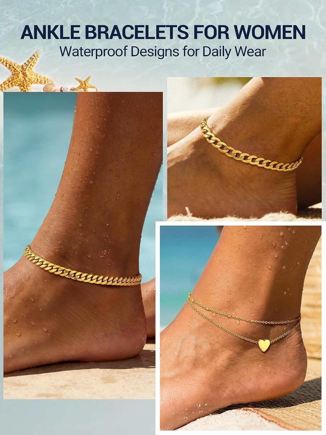 Elegant 14K Gold Plated Anklet – Hypoallergenic & Adjustable for All Occasions