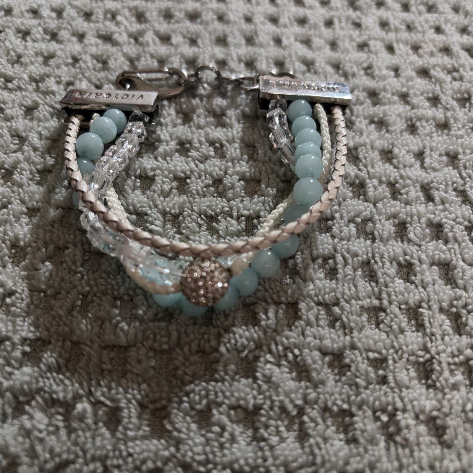 Victoria Emerson Bracelet Silvertone Beaded Adjustable Brand New
