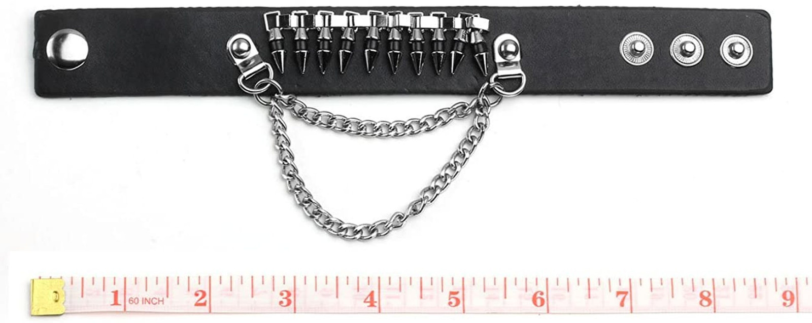 Punk Alloy Rivet Bracelet Bullet Wristband Chain Leather Cuff Bracelet Best Gift