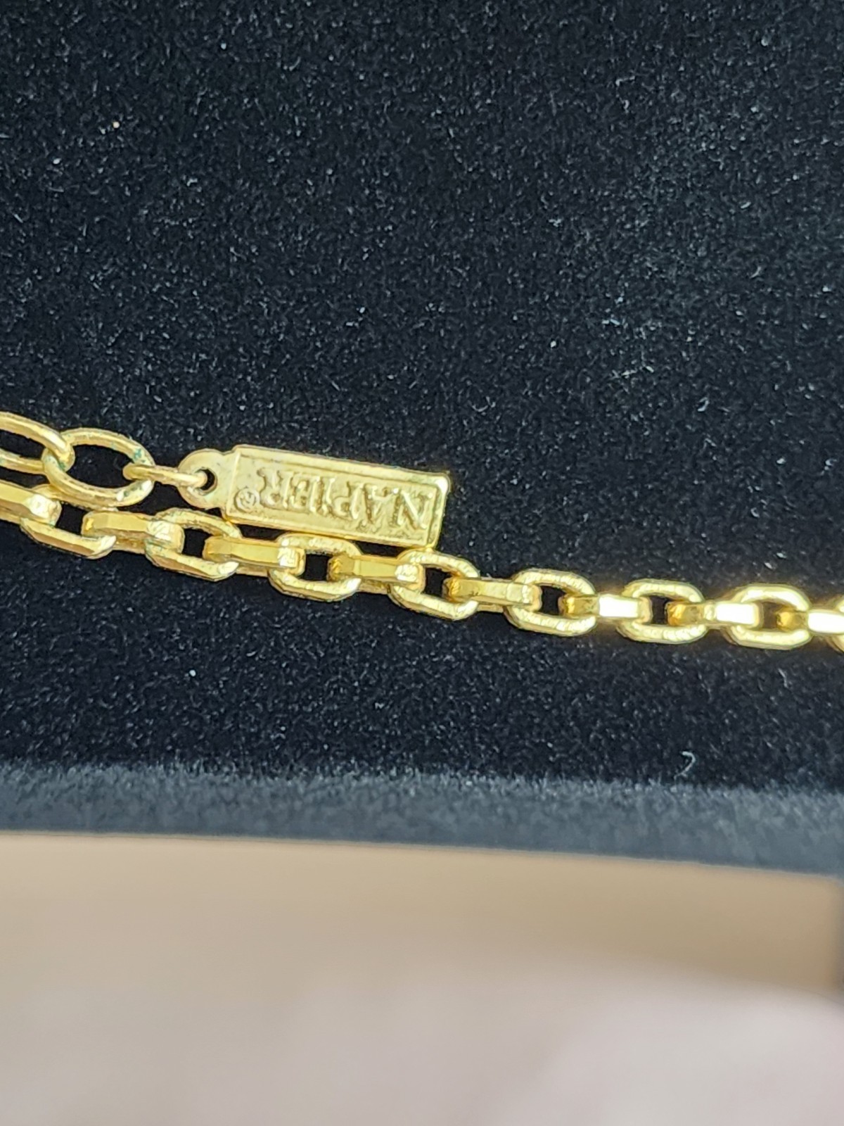 Napier Gold Tone Metal Cable Chain Necklace with Geometric Charm Pendant, 18″