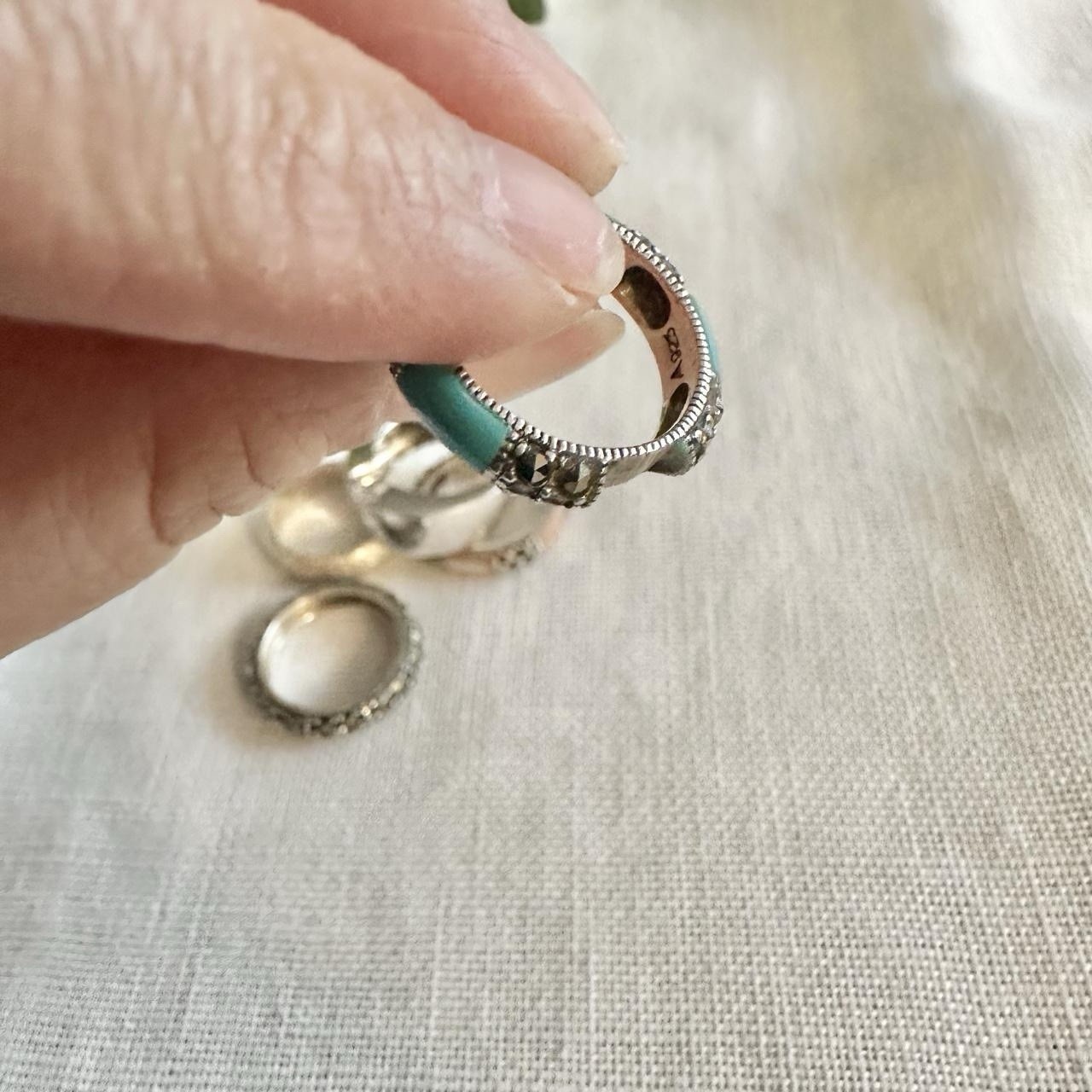 Vintage Thailand Sterling Silver A925 Marcasite Rings, Set Of 5