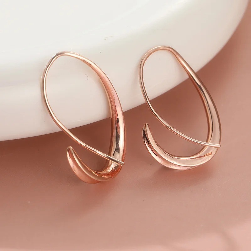 Simple Silver Geometric Dangle Earrings Glossy Fashion Jewelry