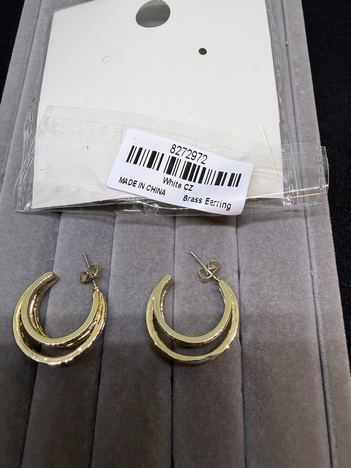 Simulated Diamond Hoop Earrings In Goldtone 1.00 Carat, 1 Inch