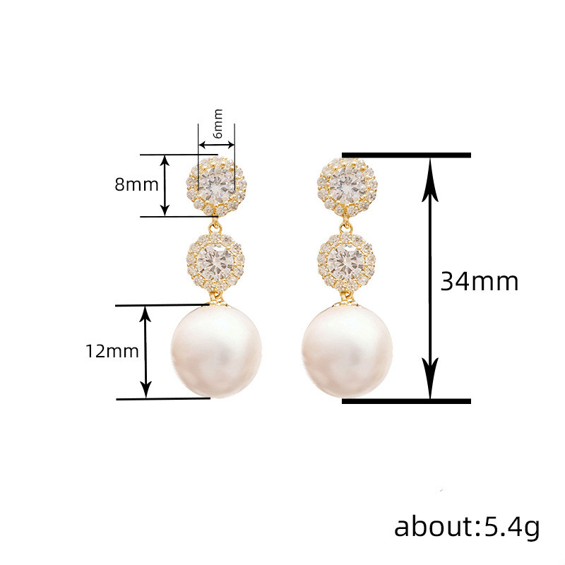 Women’s New Inlaid Rhinestone Tassel Ear Studs Imitation Pearl Pendant Earrings