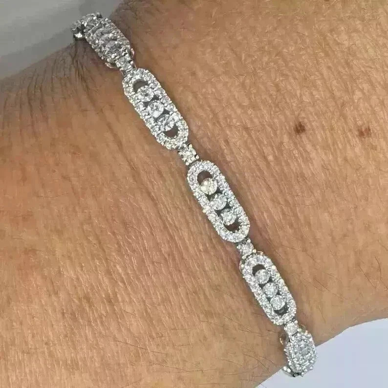 5ct Round Cut Simulated Diamond Stunning Tennis Bracelet 14k White Gold Plated