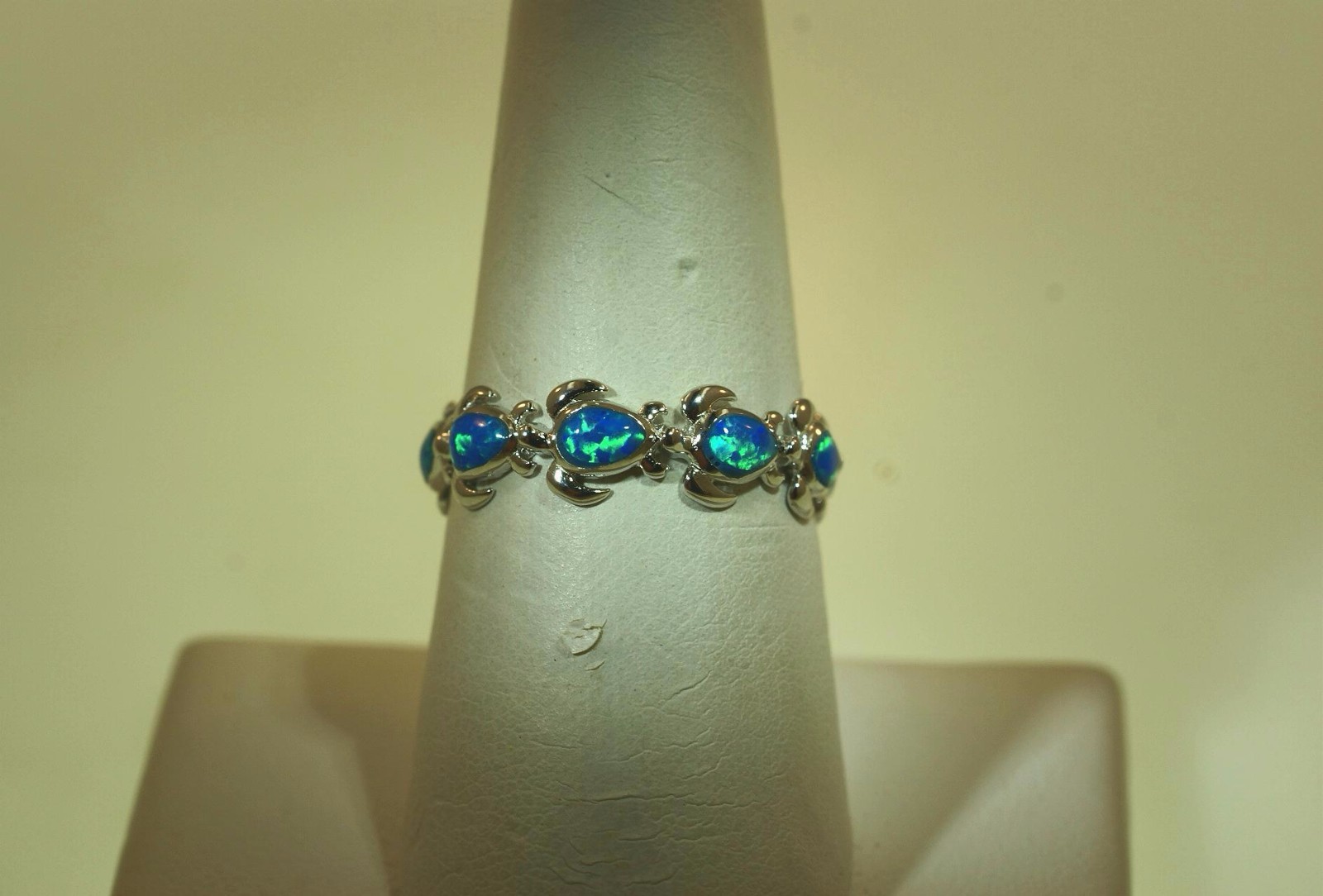 6MM HAWAIIAN RHODIUM OVER SOLID 925 STERLING SILVER INLAID OPAL TURTLE RING 5-10