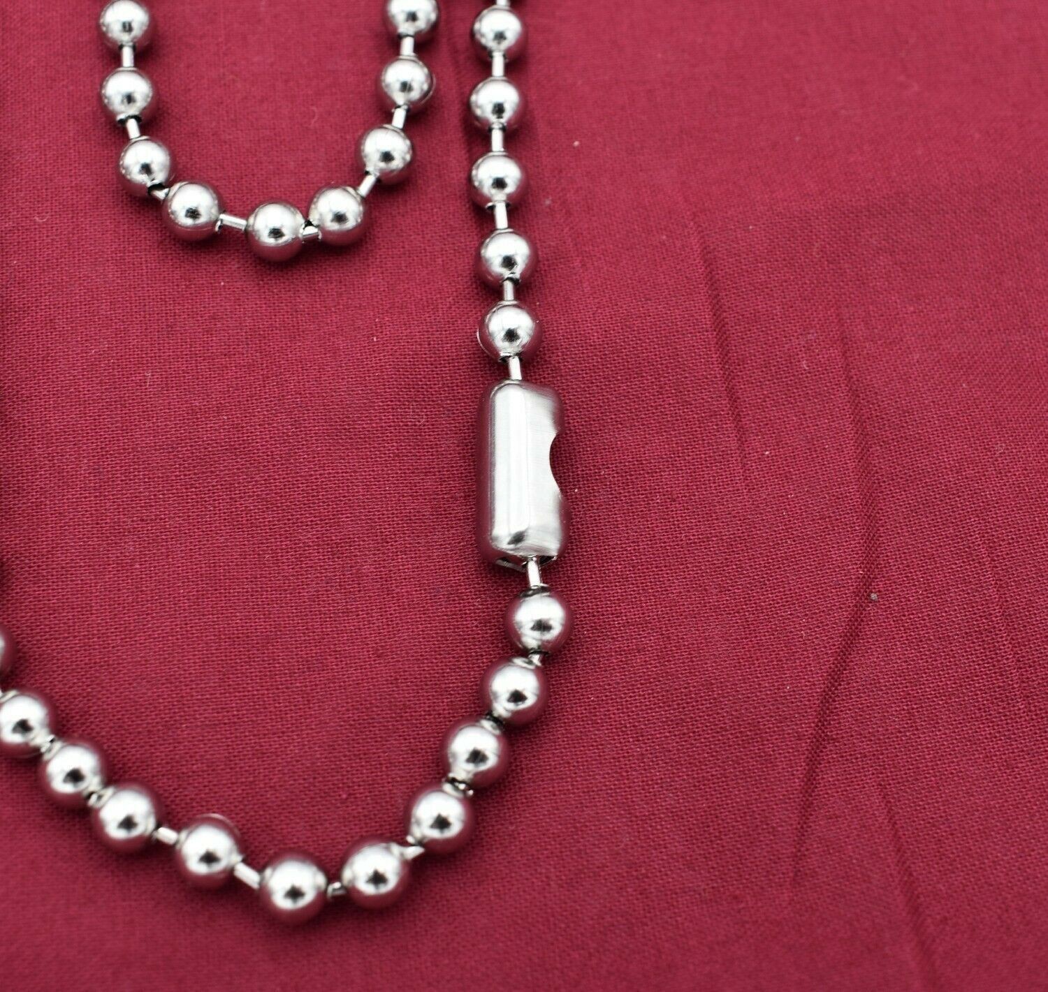 84 INCH 6MM STAINLESS STEEL SILVER BALL CHAIN WITH A MILITARY CLASP