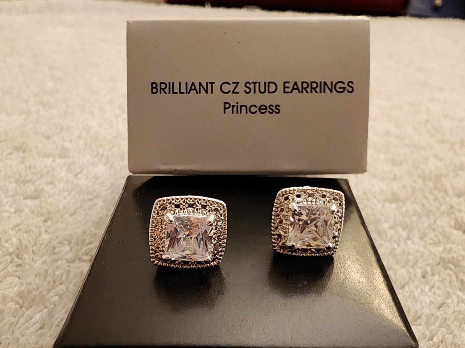 Avon Brilliant CZ Stud Earrings, Pierced ,Silver tone. New In Box