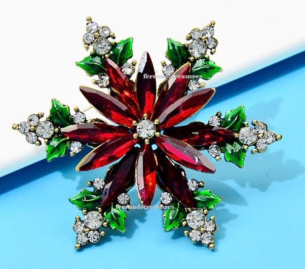 Snowflake Vintage Style Crystal Rhinestone Christmas Brooch and Gold Bag – VIDEO