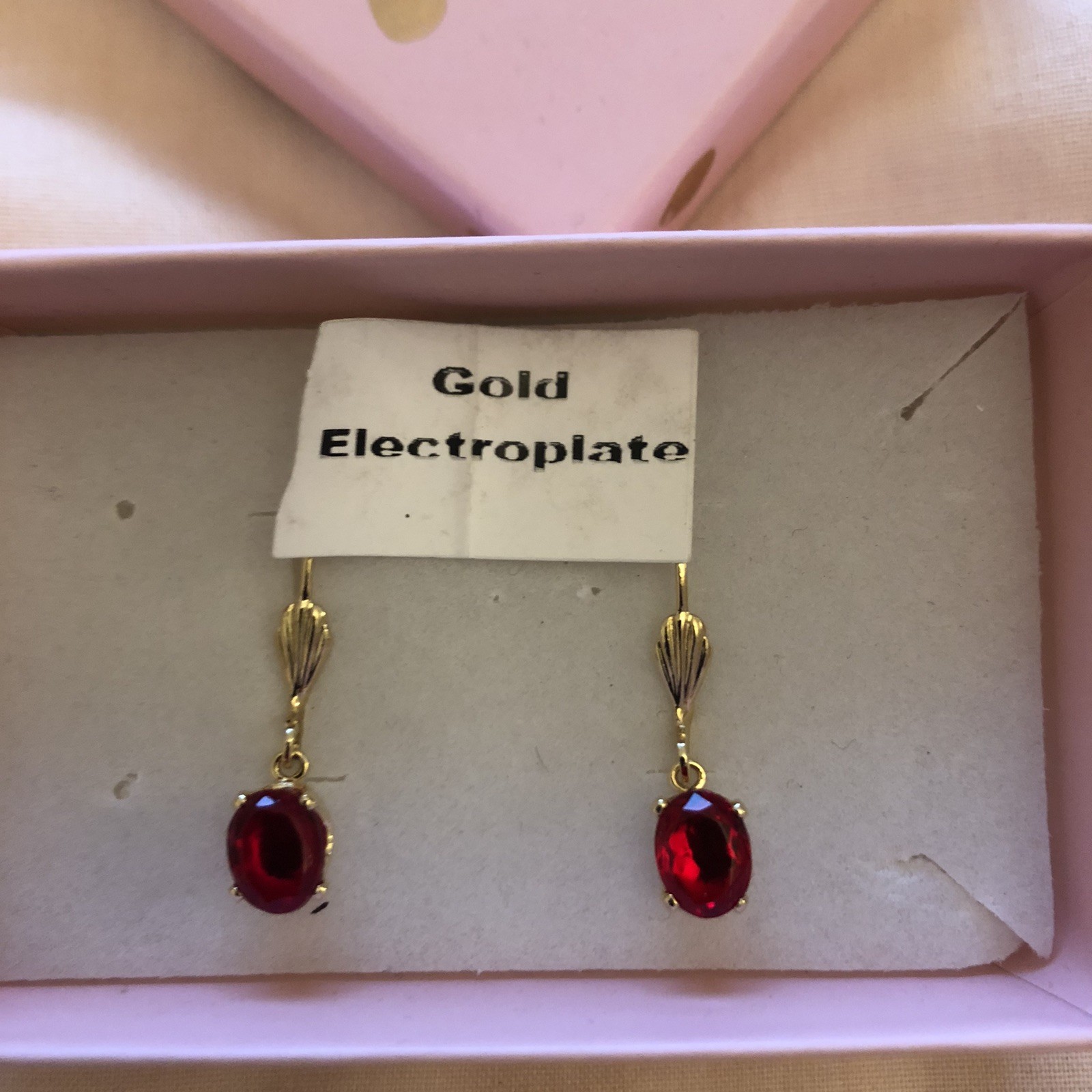 Gold Electroplated Red Earrings Ladies Smart Casual Everyday Gift Occasion