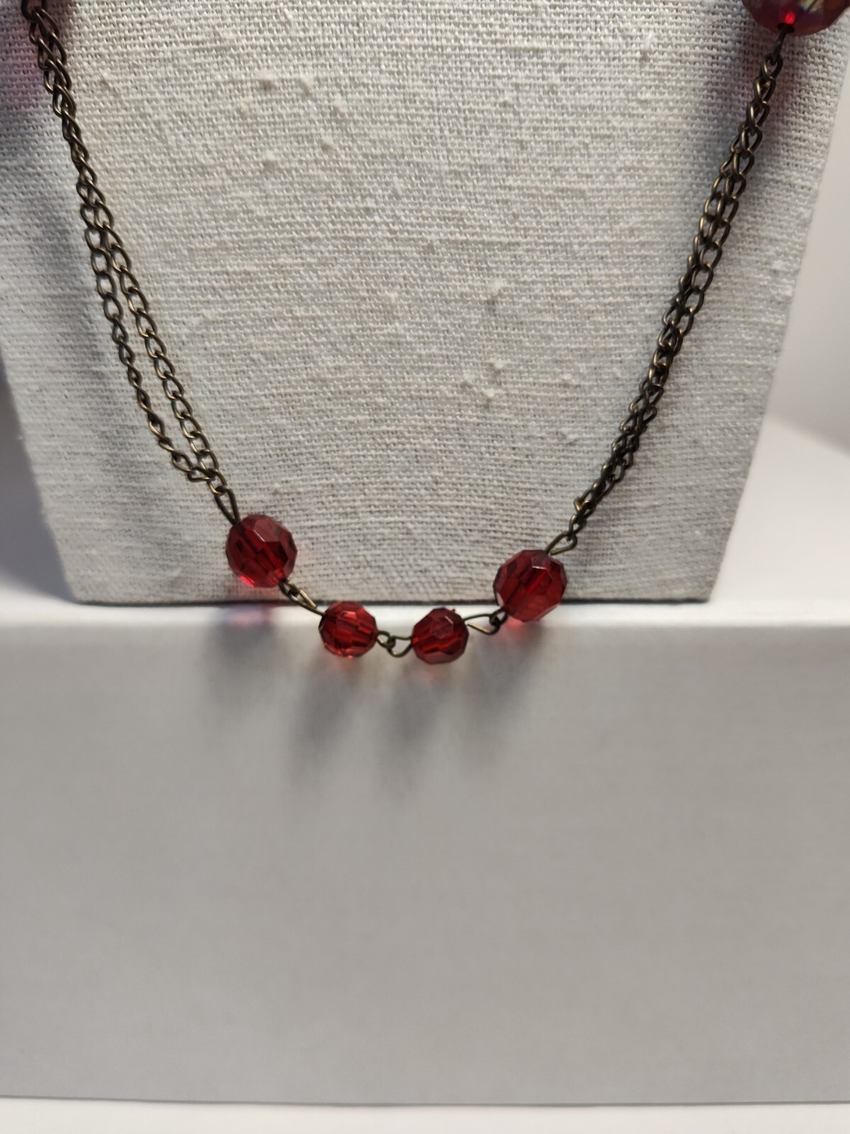 Beautiful Slip On Necklace With Red Beads