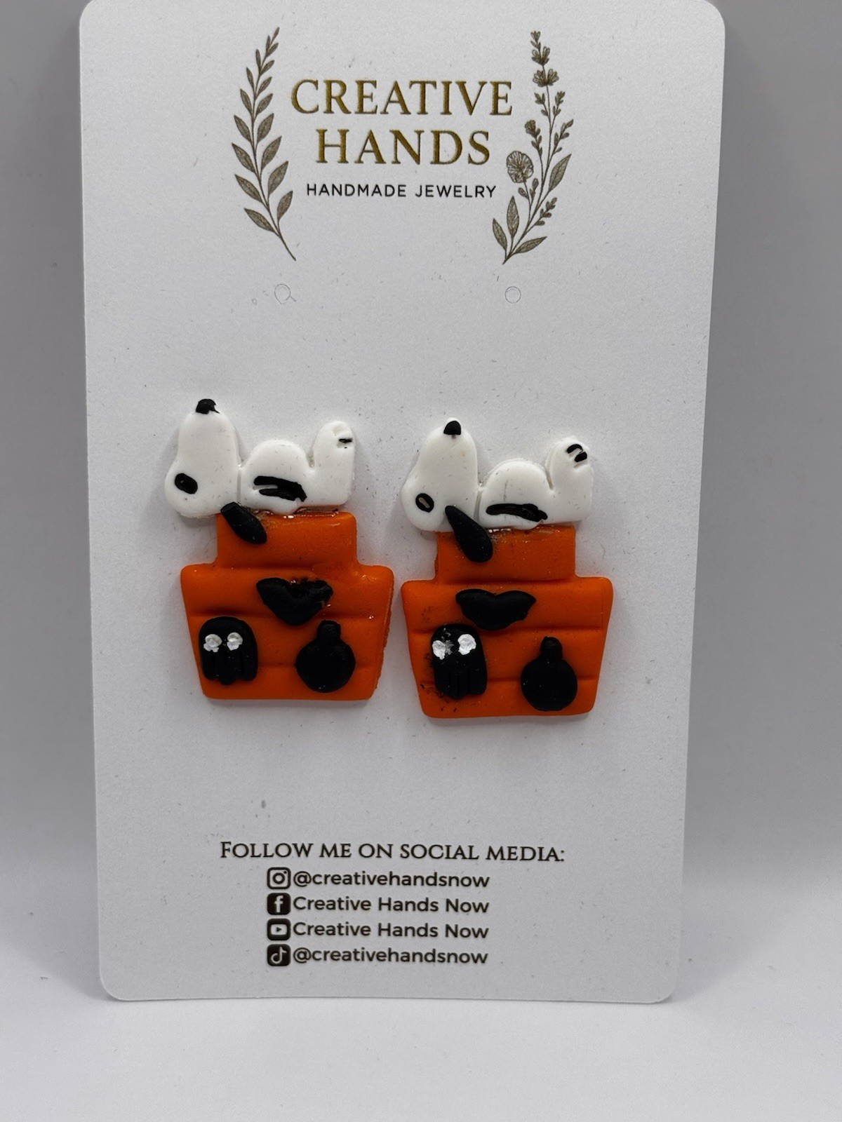 Snoopy Halloween Earrings Orange Doghouse Ghost Bat Peanuts Inspired Jewelry