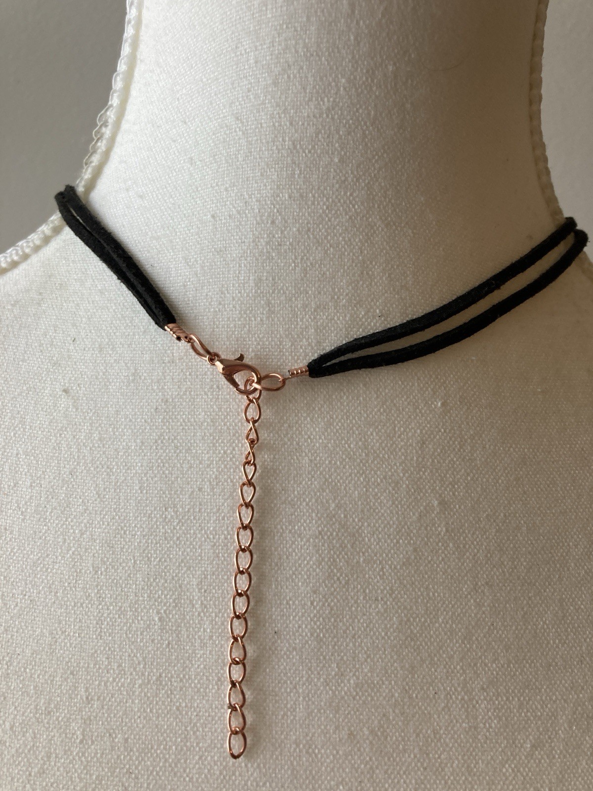 Linked Circle Necklace Cord Modernist Geometric Copper Tone Rose Gold Tone