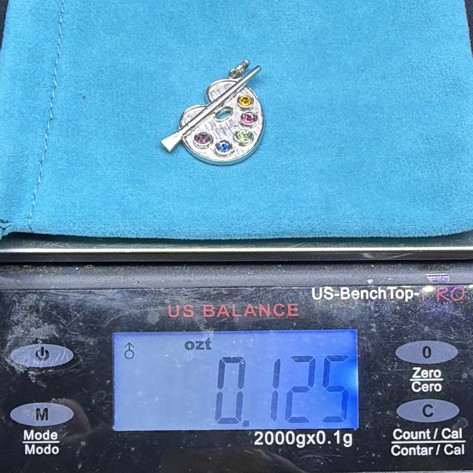 Wells Sterling 925 Sterling Silver Artist Palette Charm Pendant Signed