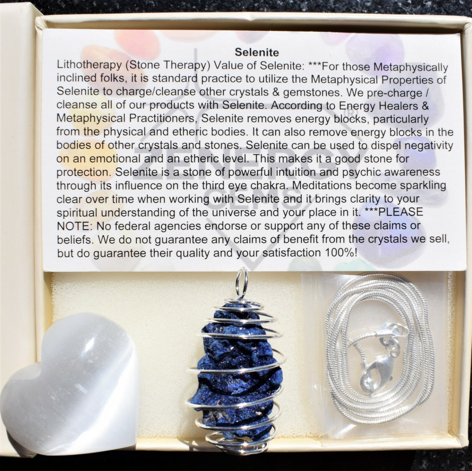 Azurite Pendant ULTIMATE PSYCHIC STONE + 20″ Stainless Steel Chain & Charger