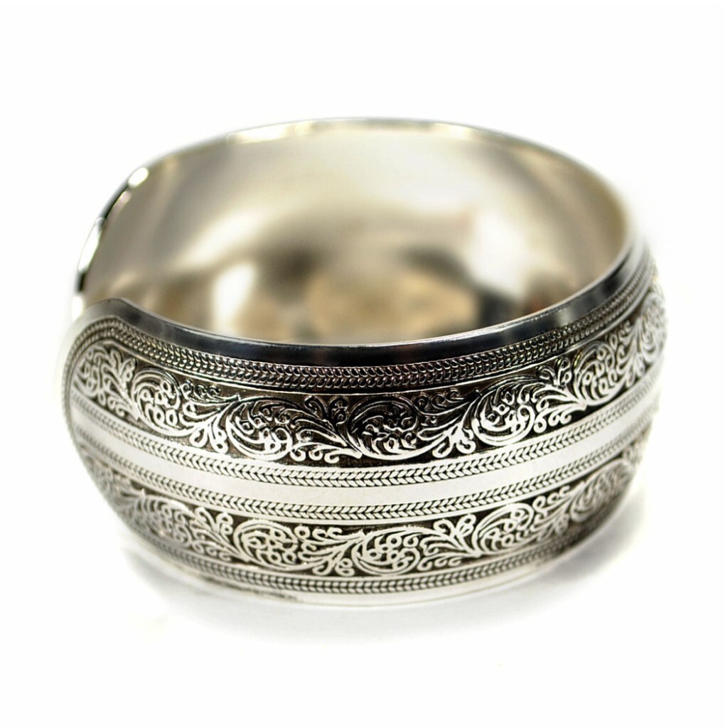 SILVER TONE METAL CUFF FILIGREE Nepal Tibetan Gypsy Style NEW Bangle Bracelet