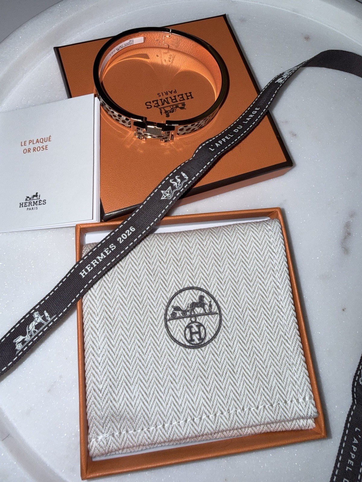 NEW Hermes Clic H Clic H Jubatus Cheetah bracelet Bangle GM Size Rose Gold Hw