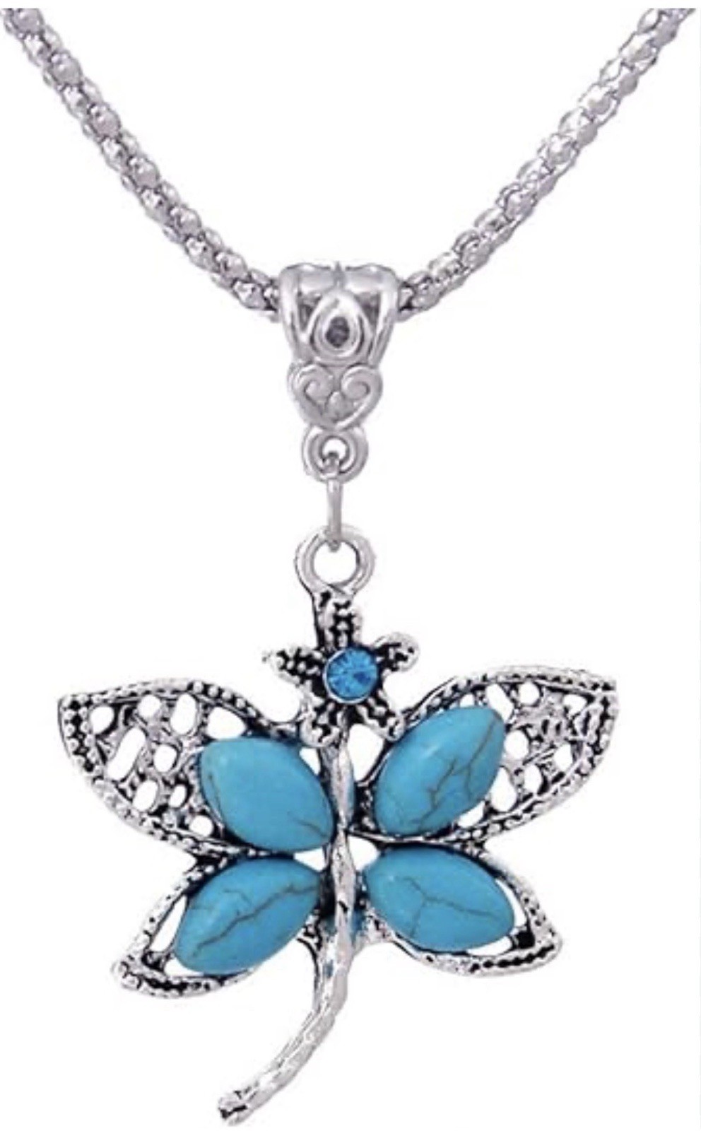 NWT Dragonfly Turquoise Pendant 18” long with 2-1/2” extender.