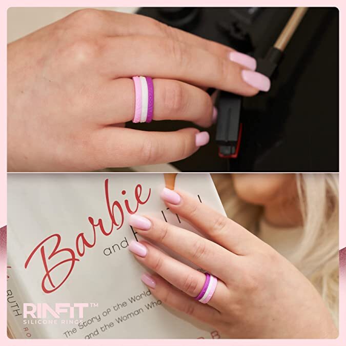 Silicone Wedding Rings by RINFIT. Wedding Rubber Bands. 4 Stackable Rings Set