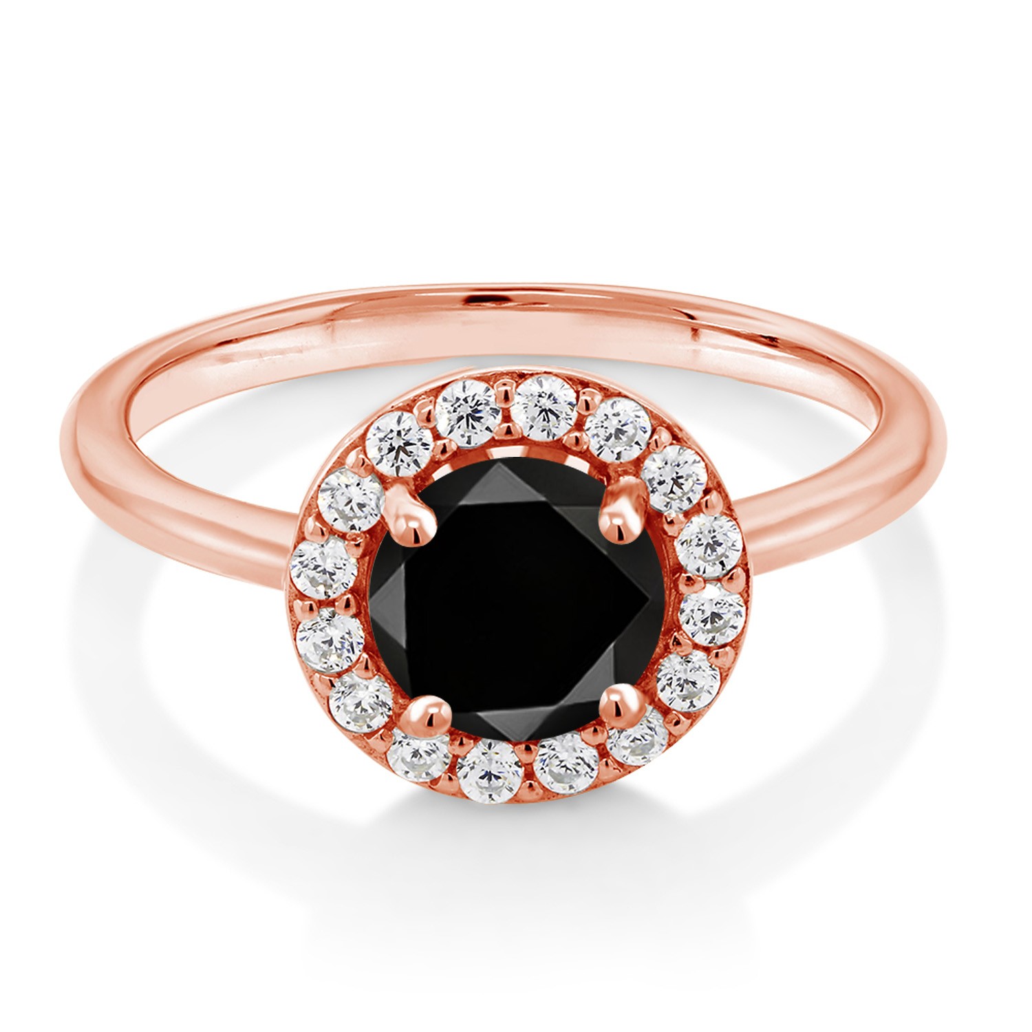18K Rose Gold Plated Silver Ring Diamond Moissanite (2.04 Cttw)