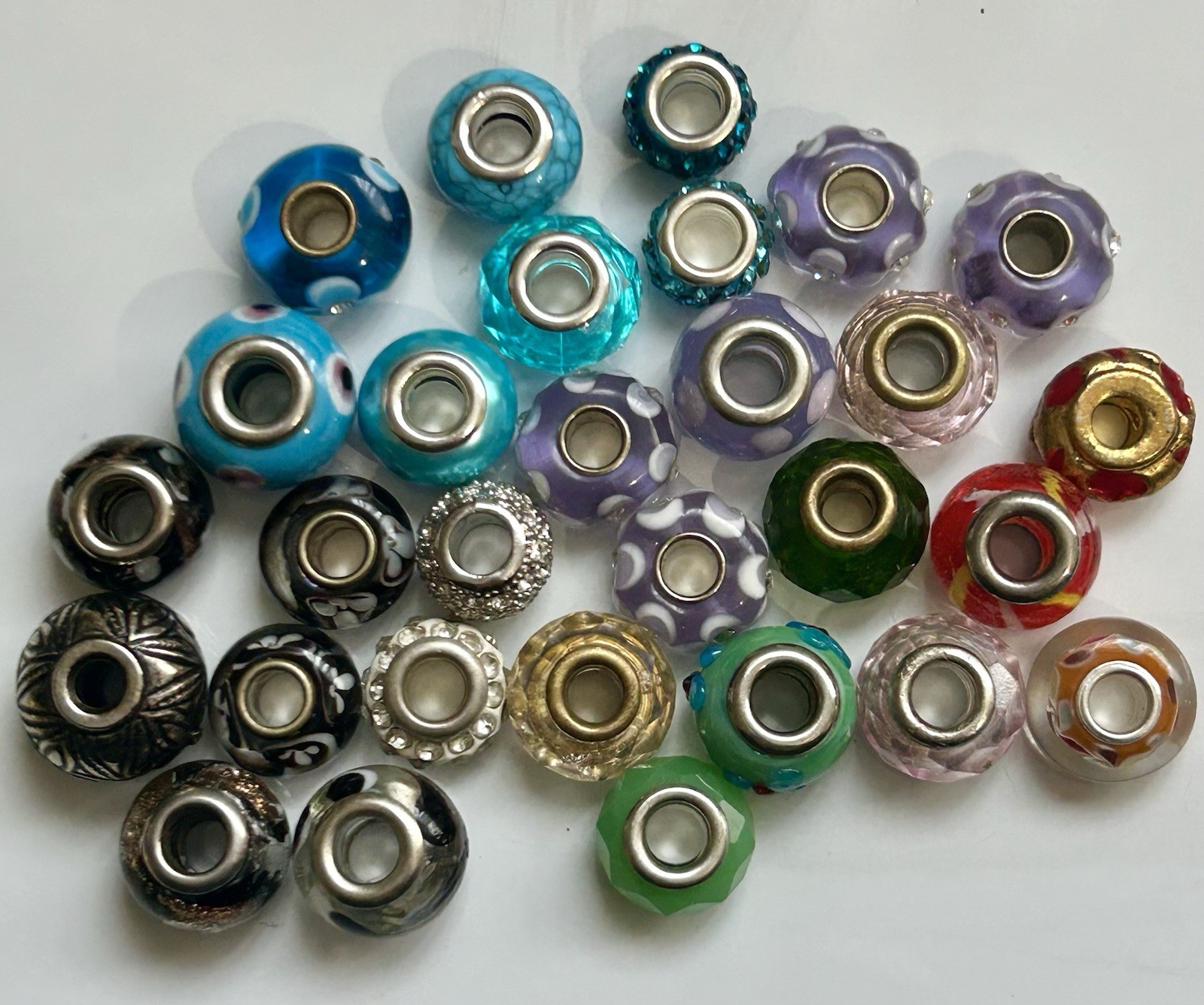 925 (13) Big Hole Murano Glass Beads Charms Unmarked (29) Italy MA (1) 2 Unknown