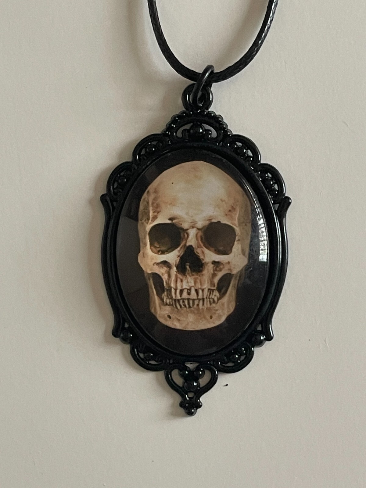 Human Skull Necklace Gothic Jewelry Mens Womens Creepy Dark Pendant Victorian