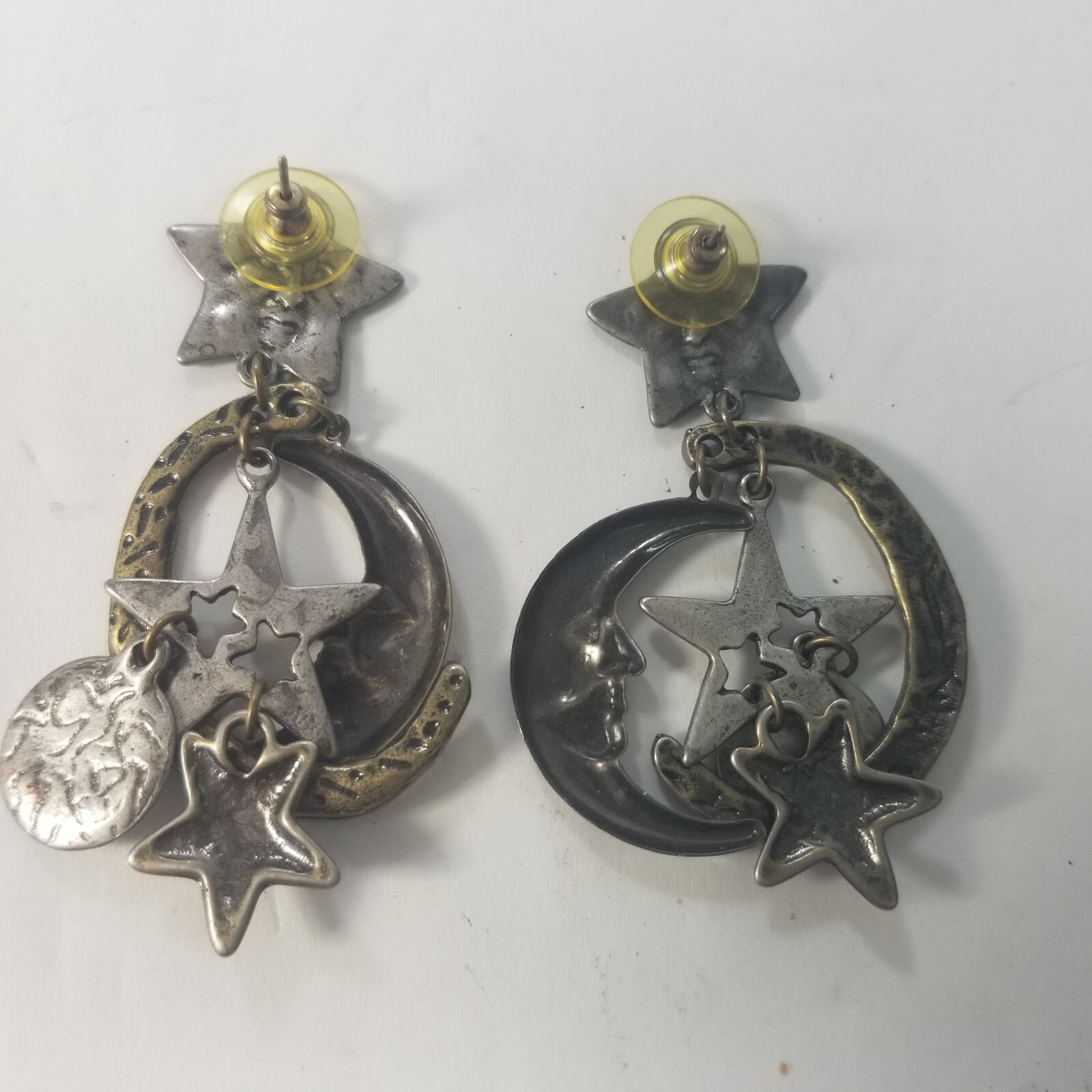 Faces in the Stars & Moons Dangle Earrings 2.5″