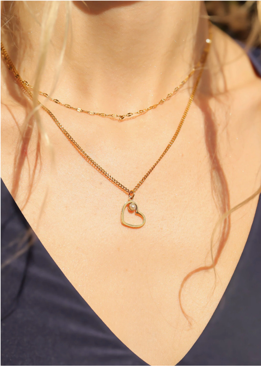 18K Gold PVD Stainless Steel Birthstone Heart Charm w/ Lobster Claw Clasp