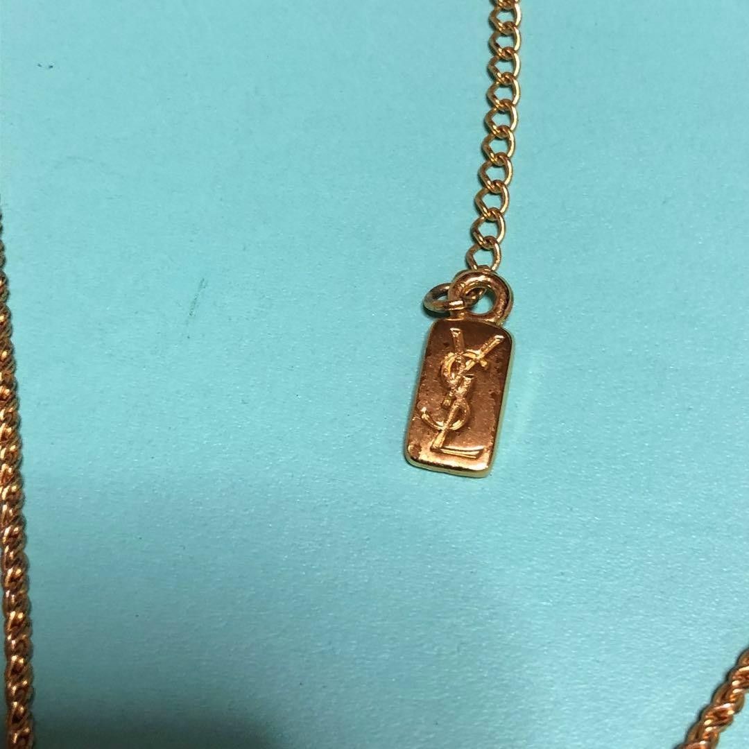 Yves Saint Laurent Flower Necklace Unused Vintage Red Crystal Pendant