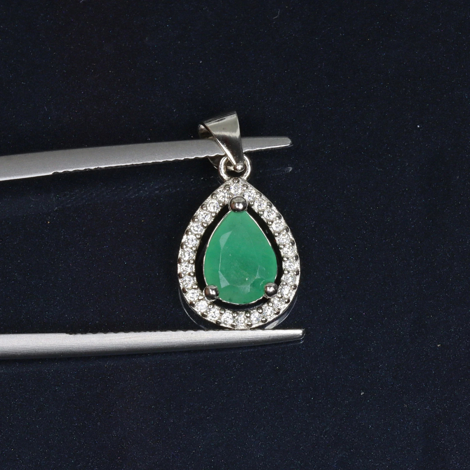 Certified Natural Emerald Pendant 925 Sterling Silver Zambia with Lab ReporAdd a