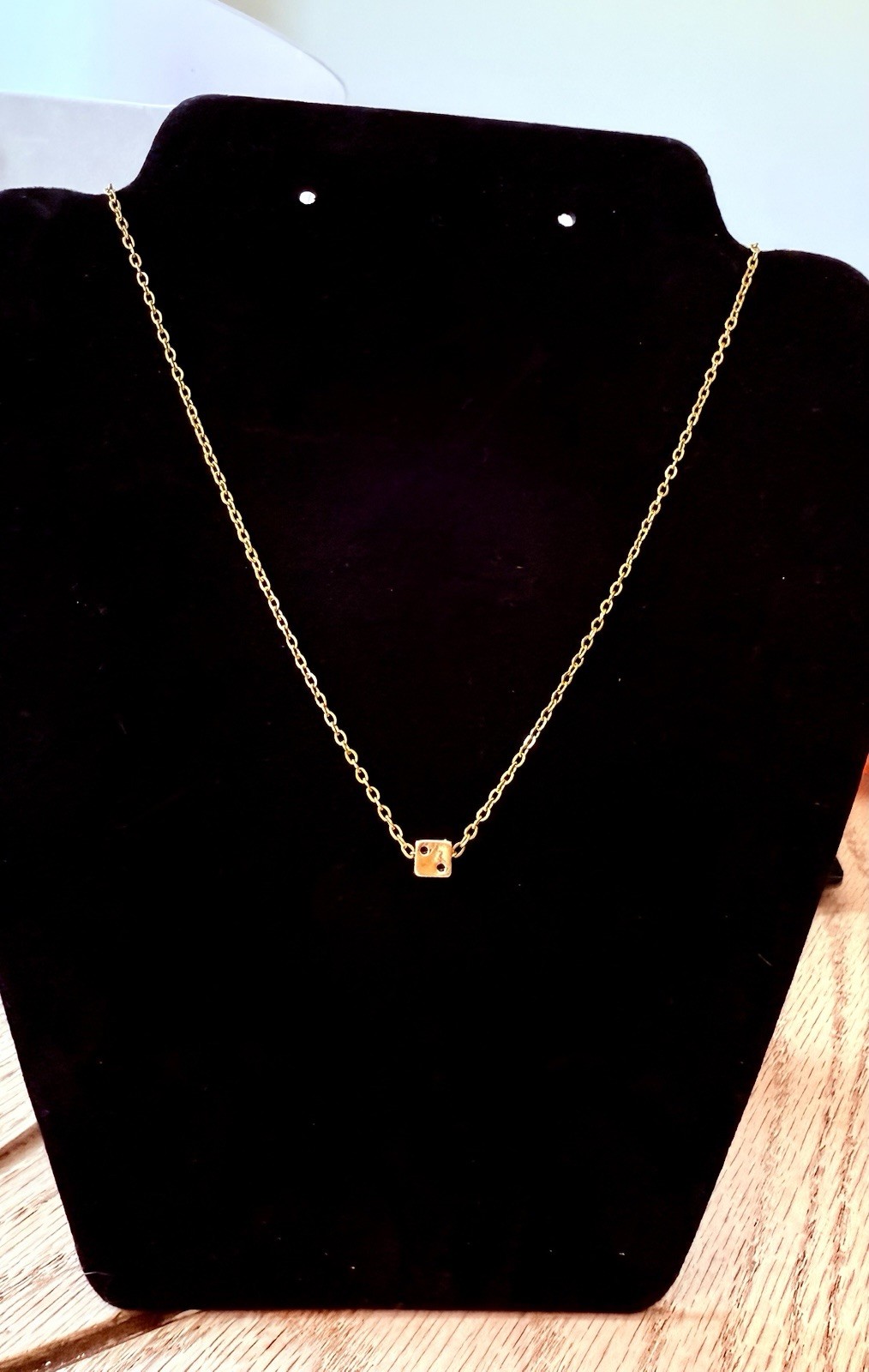 Gold Dice Necklace 18k Gold Plated Necklace For Women