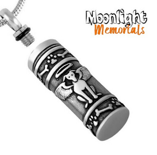 New Angel Dog Puppy Pet Urn Cremation Pendant Ashes Silver Memorial Necklace