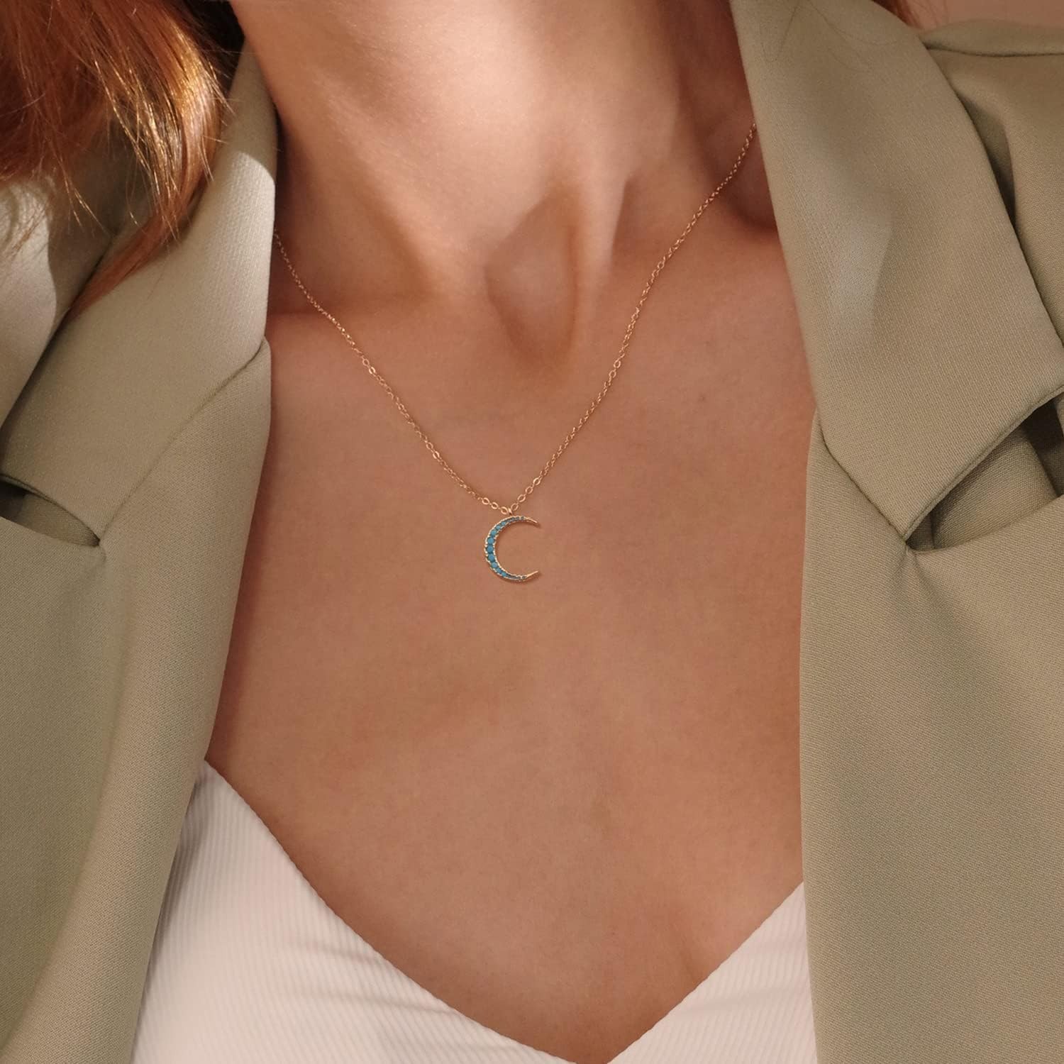 Dainty 18K Gold Layered Necklace with Turquoise – Perfect for Any Occasion