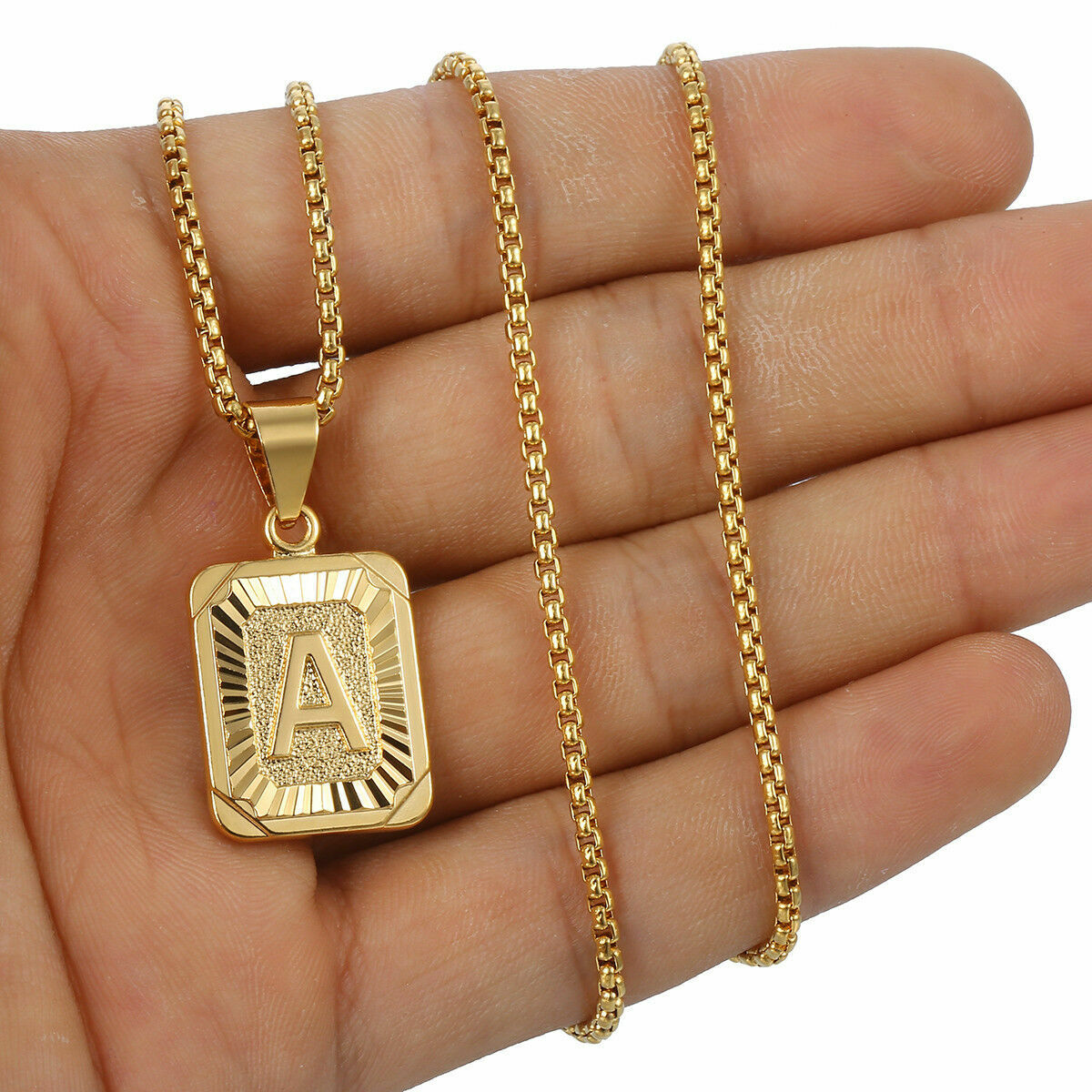 Lovers Jewelry Gold Filled Letter a-z Pendant Necklace 16″ Box or 20″ Curb Chain
