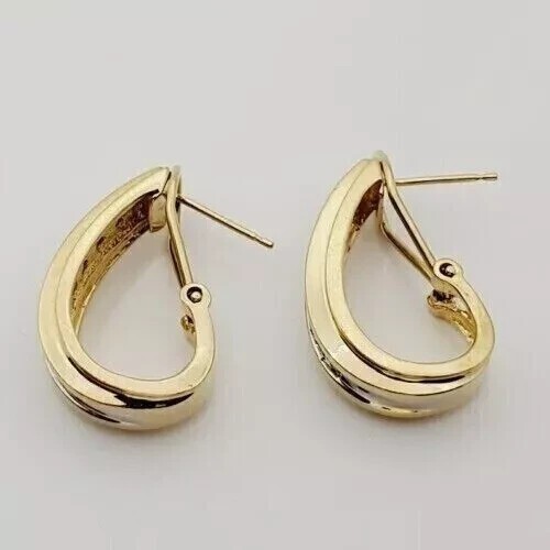 Hoop Huggie Earrings 2 Ct Round Cut Simulated Diamond In 14K Yellow Gold Plated