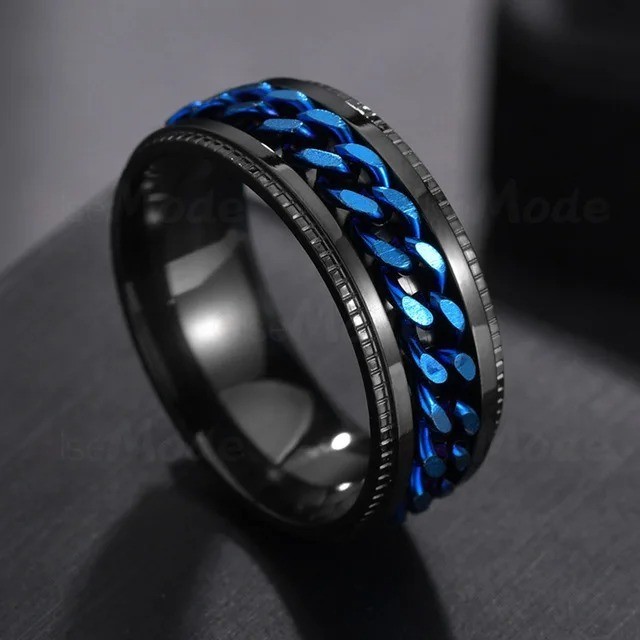 Stainless Steel Multicolor Rotating Spinner Round Chain Ring Unisex, Women, Men
