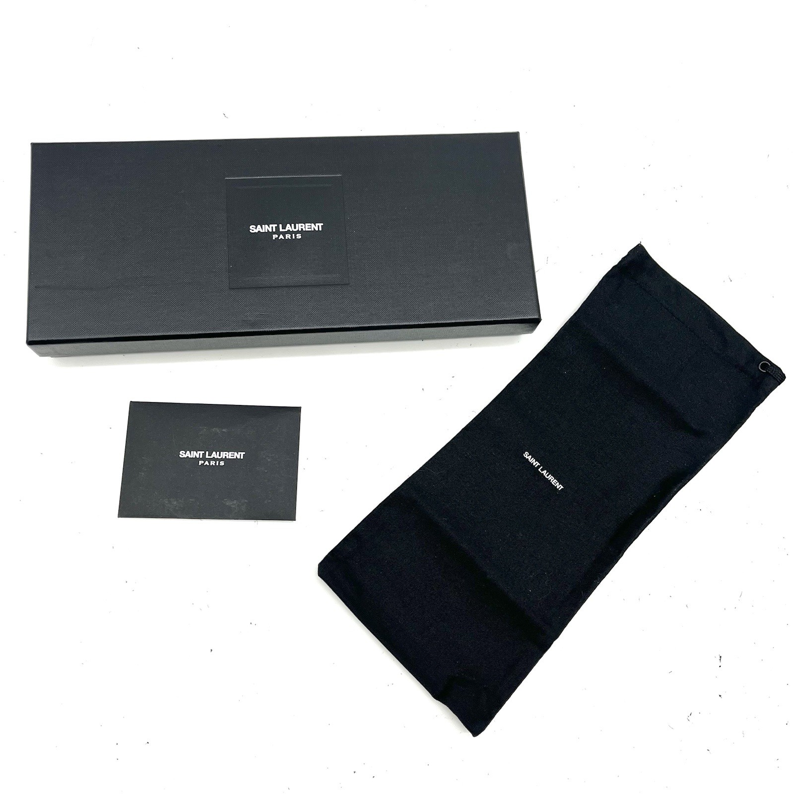 Auth Saint Laurent Paris Tassel Leather Earrings Black 2Y1741