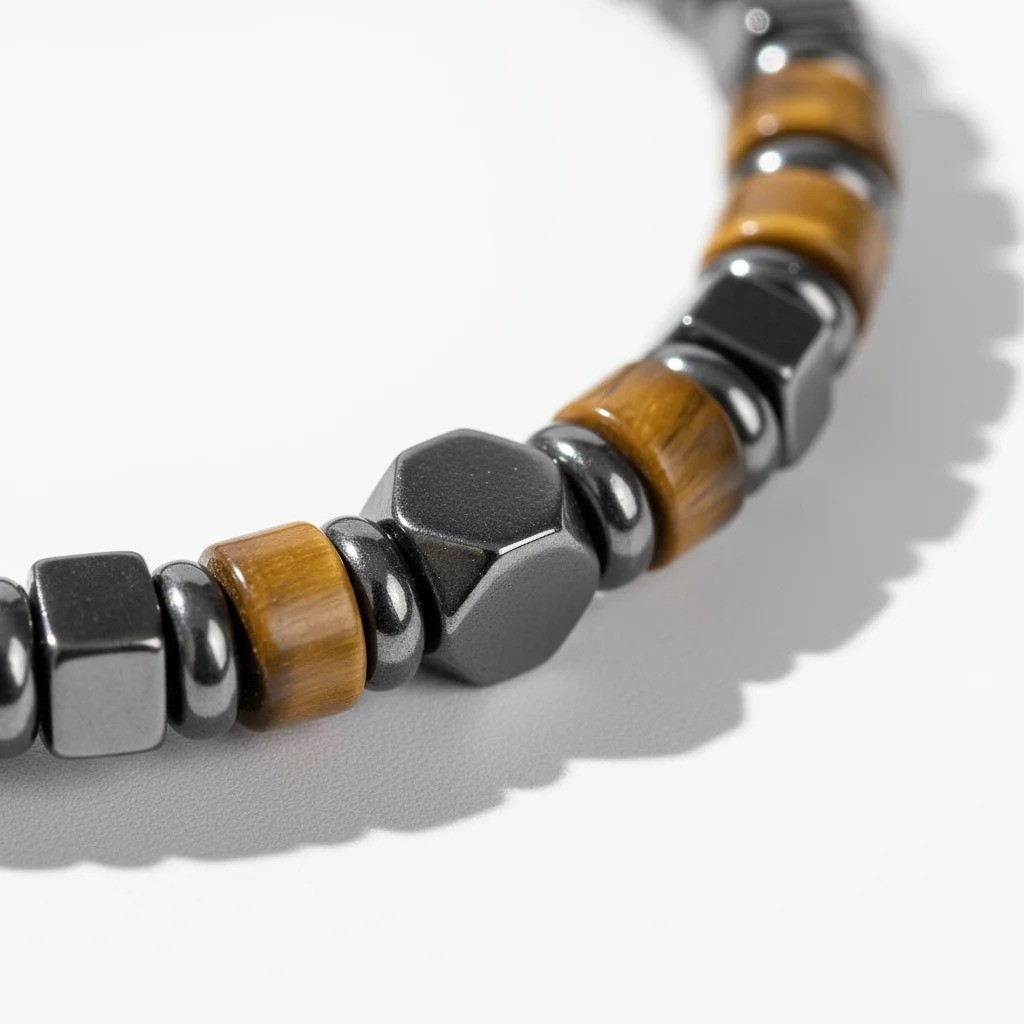 Men’s Tiger Eye Hematite Bracelet Healing Energy Jewelry Strength Grounding Gift