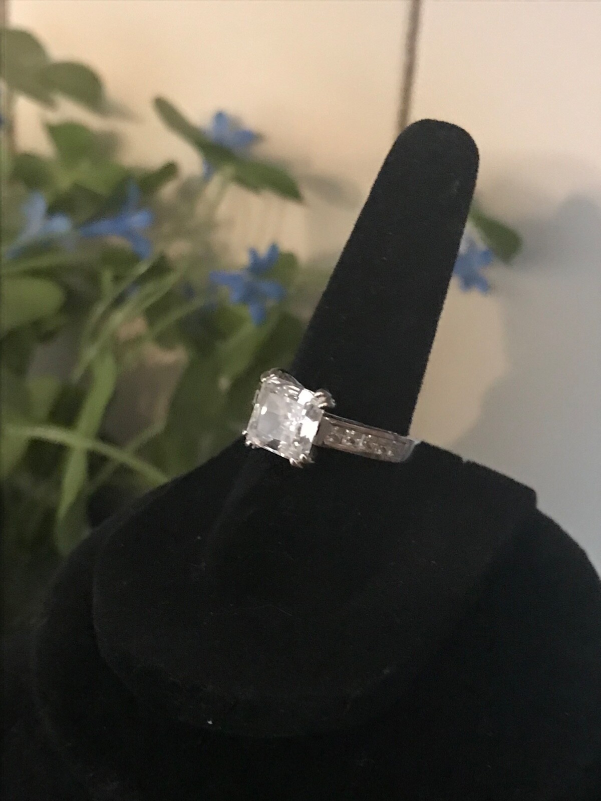 Diamonique CZ Asscher Cut DESIGNER SW 14K WHITE GOLD 3CT RING – Size 6